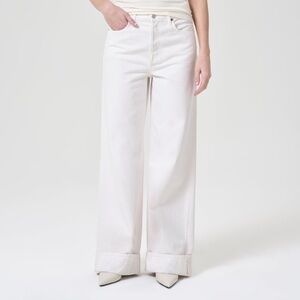New AGOLDE Dame Fortune Cookie High Rise White Wide Leg Jeans Denim Size 28 NWT
